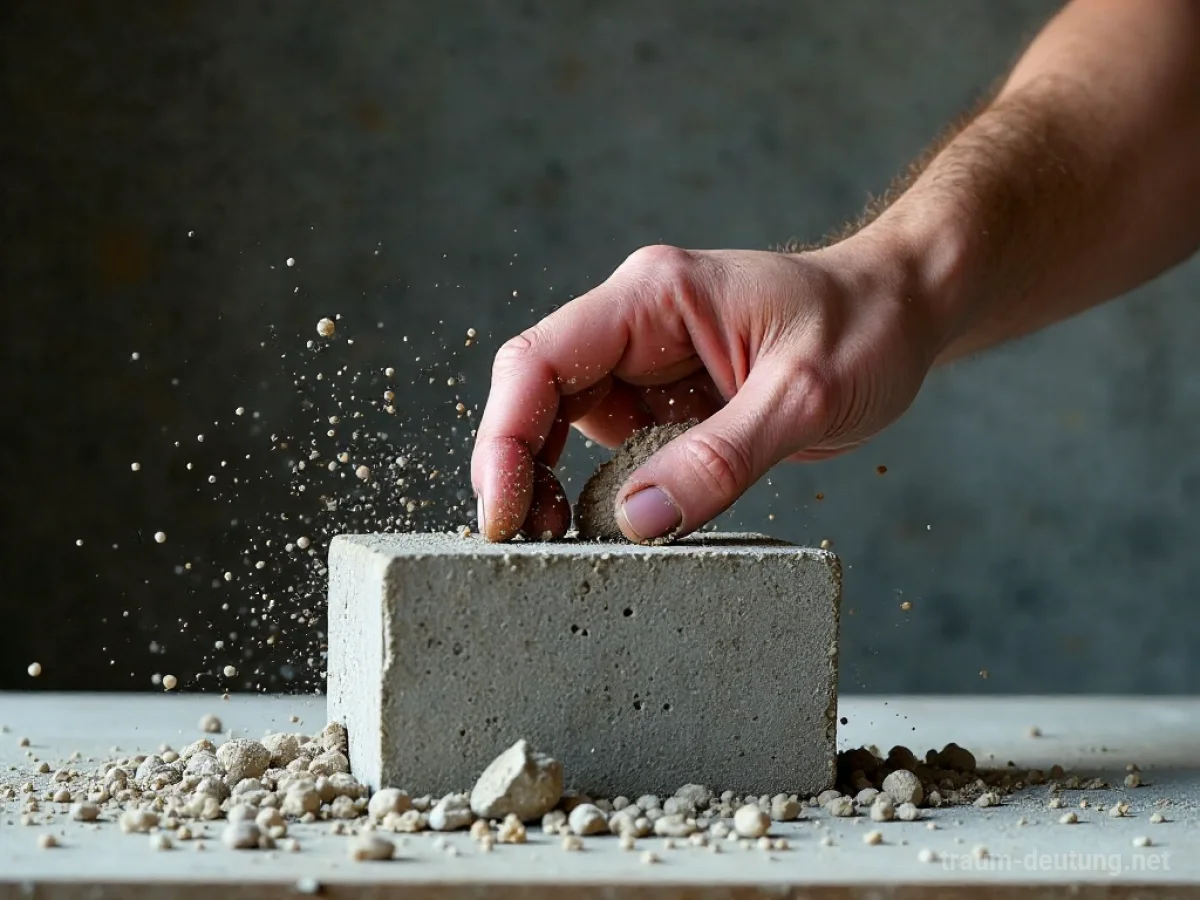 Hand zerbricht Betonblock im Traum