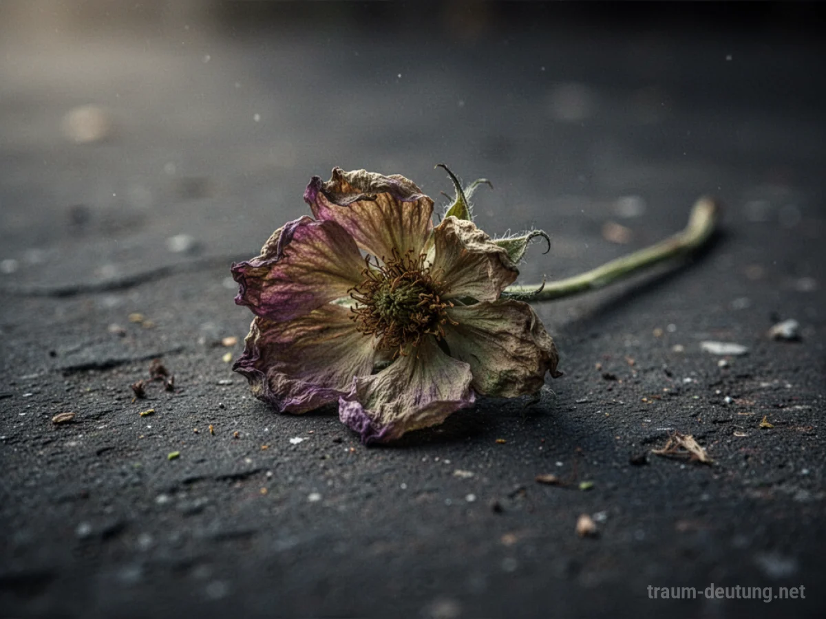 Verwelkte Blume auf dunklem Untergrund