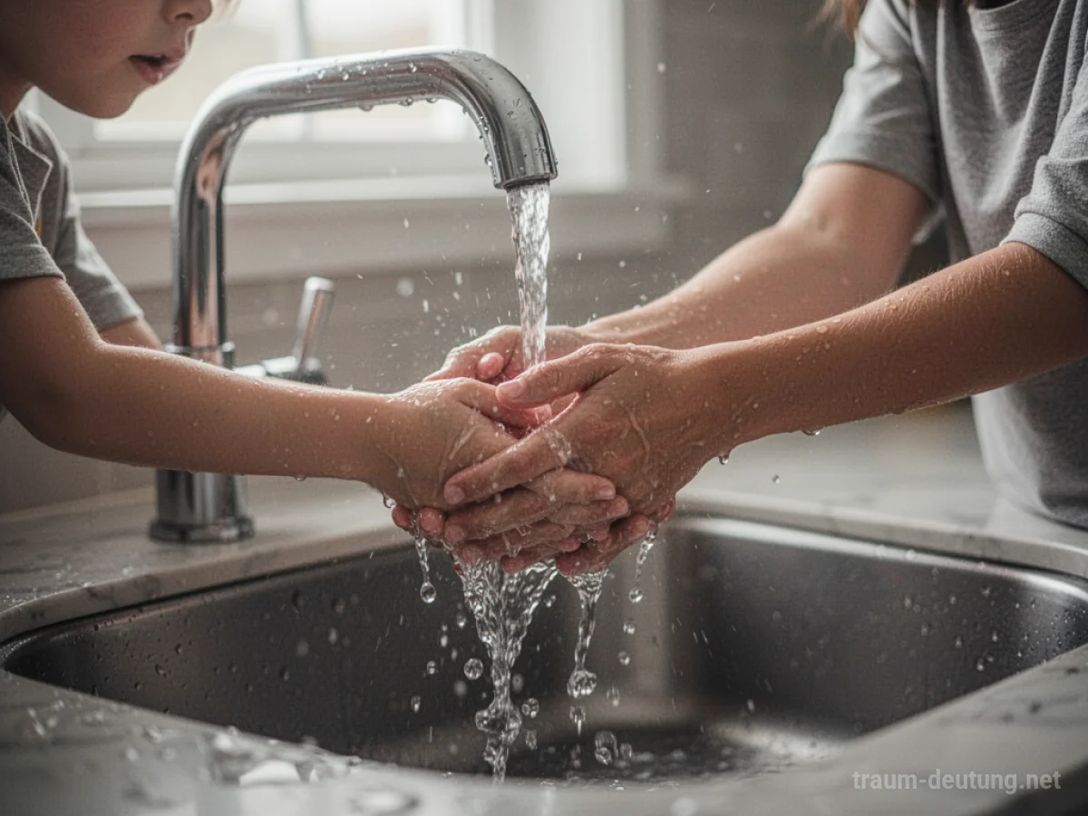 Person wäscht Hände unter klarem Wasser
