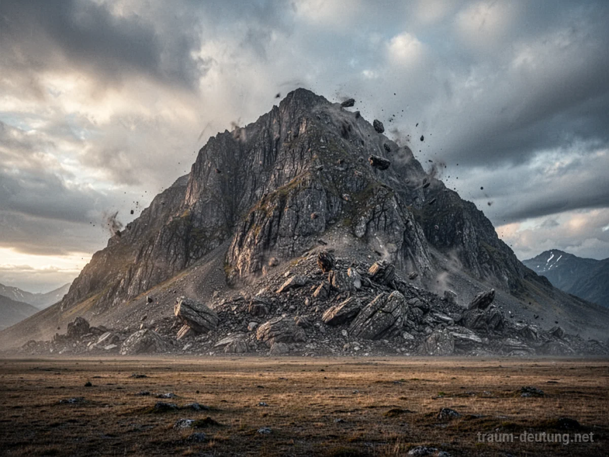 Ein riesiger Berg bewegt sich langsam auf einer weiten Ebene.