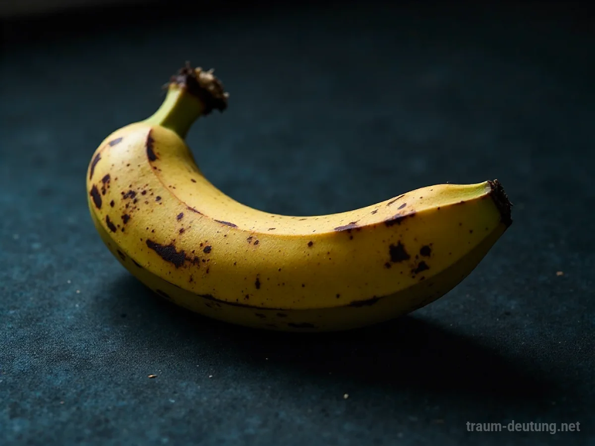 Eine schlecht gewordene Banane auf dunklem Untergrund