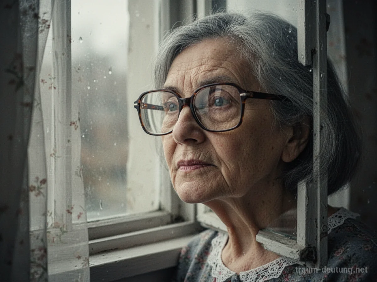 Eine Person trägt eine Brille, die ihrer Mutter gehörte, und blickt nachdenklich aus einem Fenster.