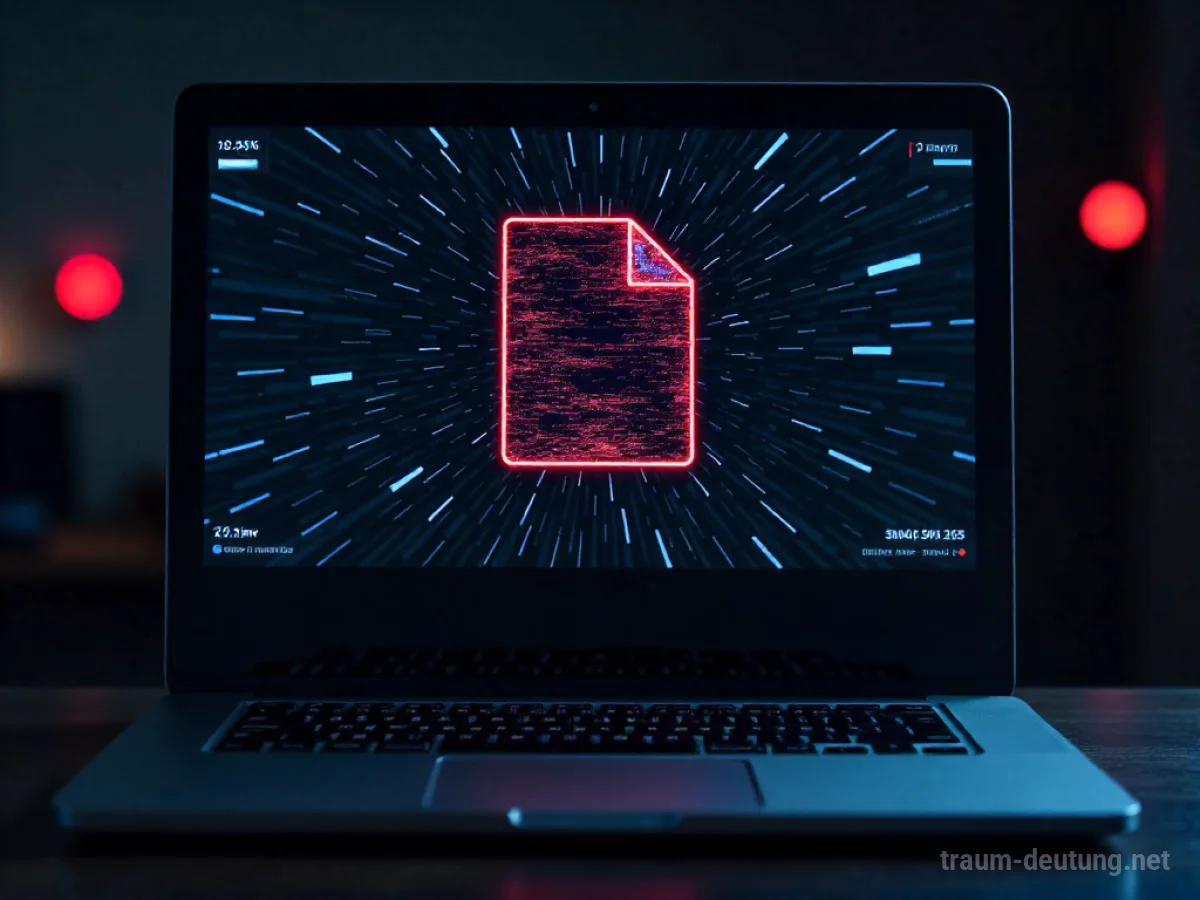 Computerbildschirm mit defekter Datei und steckender Fortschrittsanzeige, digitale Datenpanik.