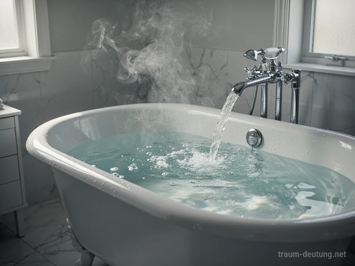 Eine Badewanne wird mit Wasser gefüllt.