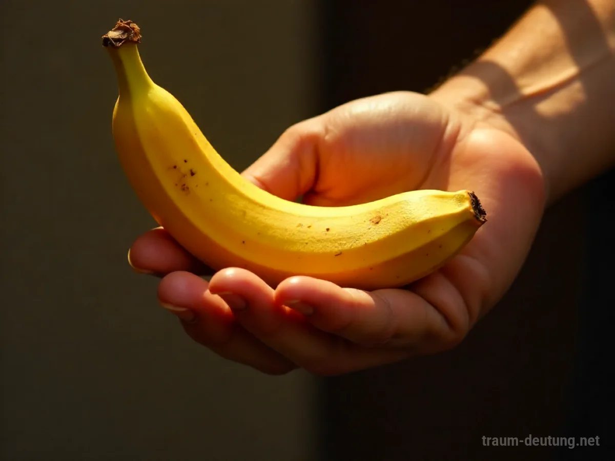 Eine Hand hält eine geschälte Banane.