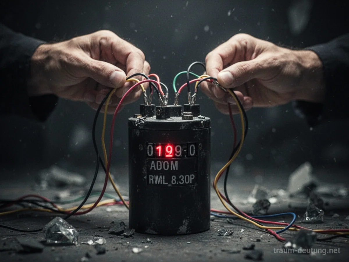 Hände versuchen, eine tickende Bombe nicht entschärfen zu können.