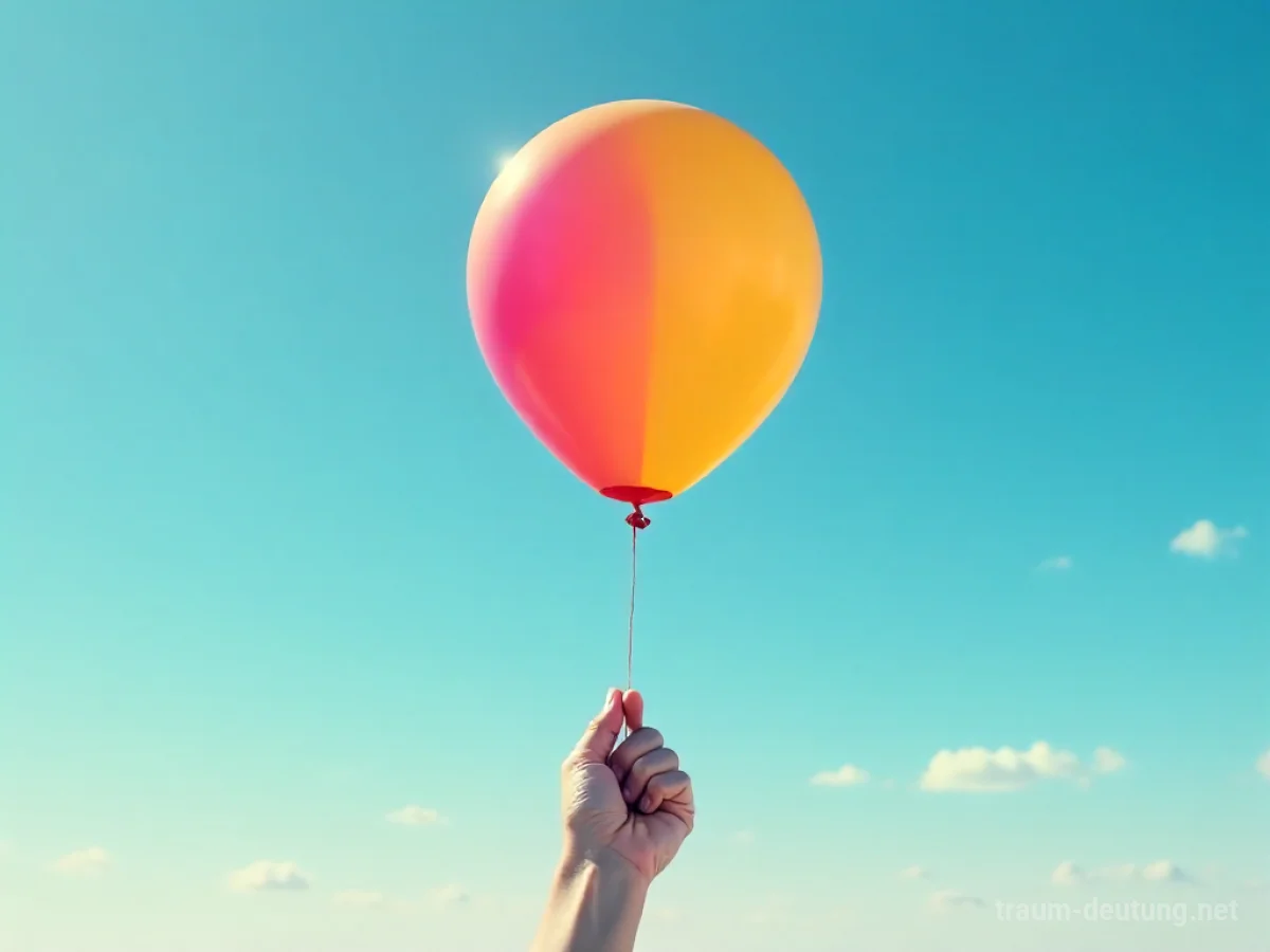 Hand lässt bunten Ballon in den Himmel steigen