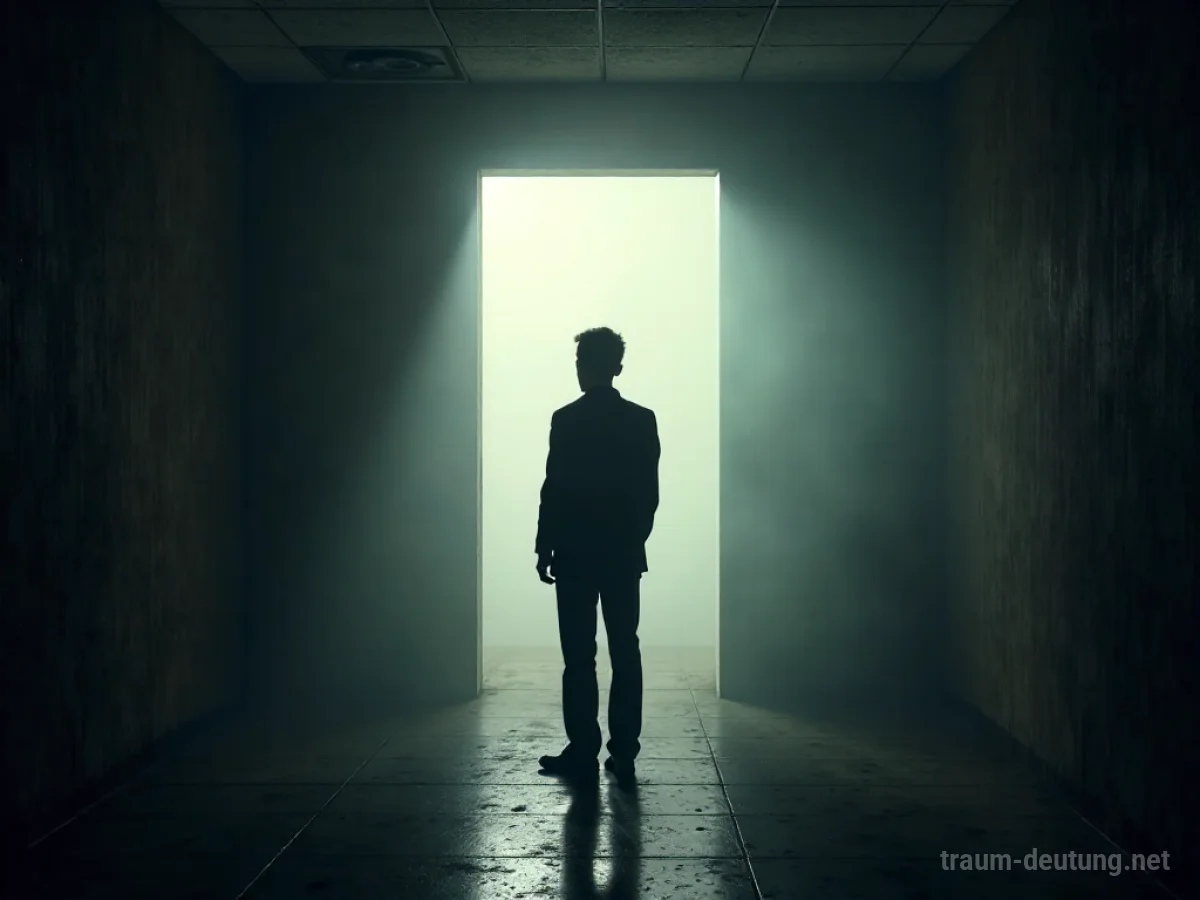 Silhouette einer Person im Dunkel, einer verstorbenen Person im Traum begegnen.