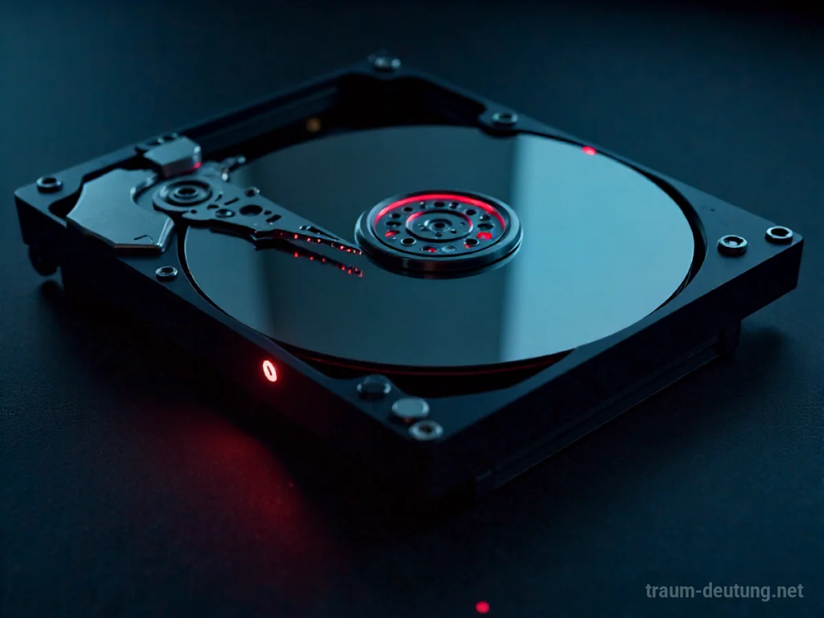 Kaputte Festplatte mit Fehlermeldung als Symbol für ein nicht funktionierendes Backup im Traum.