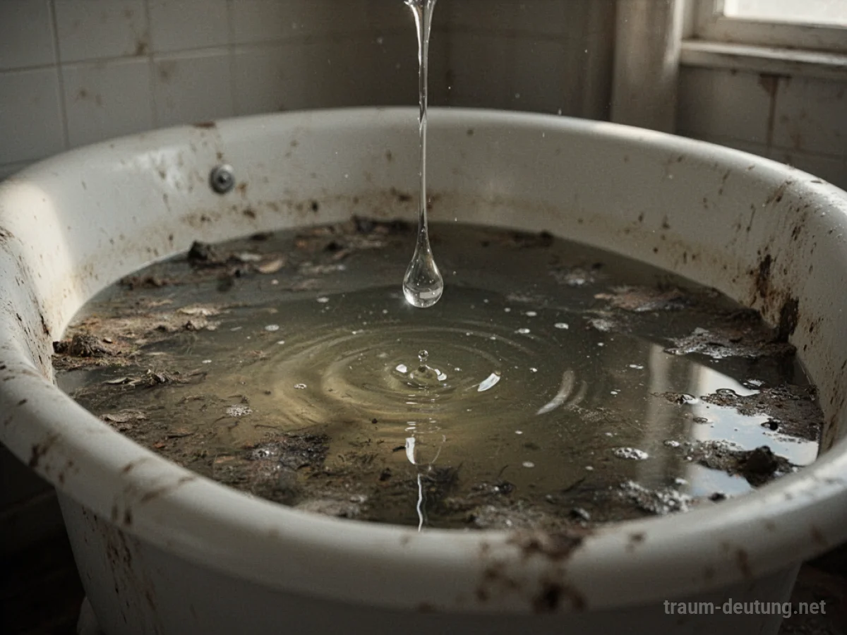 Schmutziges Badewasser, in das ein klarer Tropfen fällt