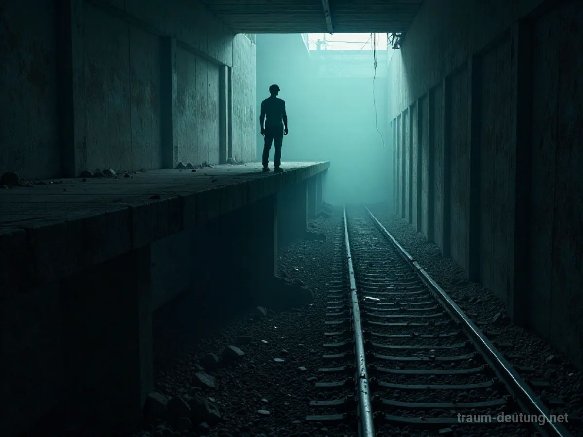 Ein Bahnsteig bricht unter den Füßen einer Person ein, die am Rand steht.
