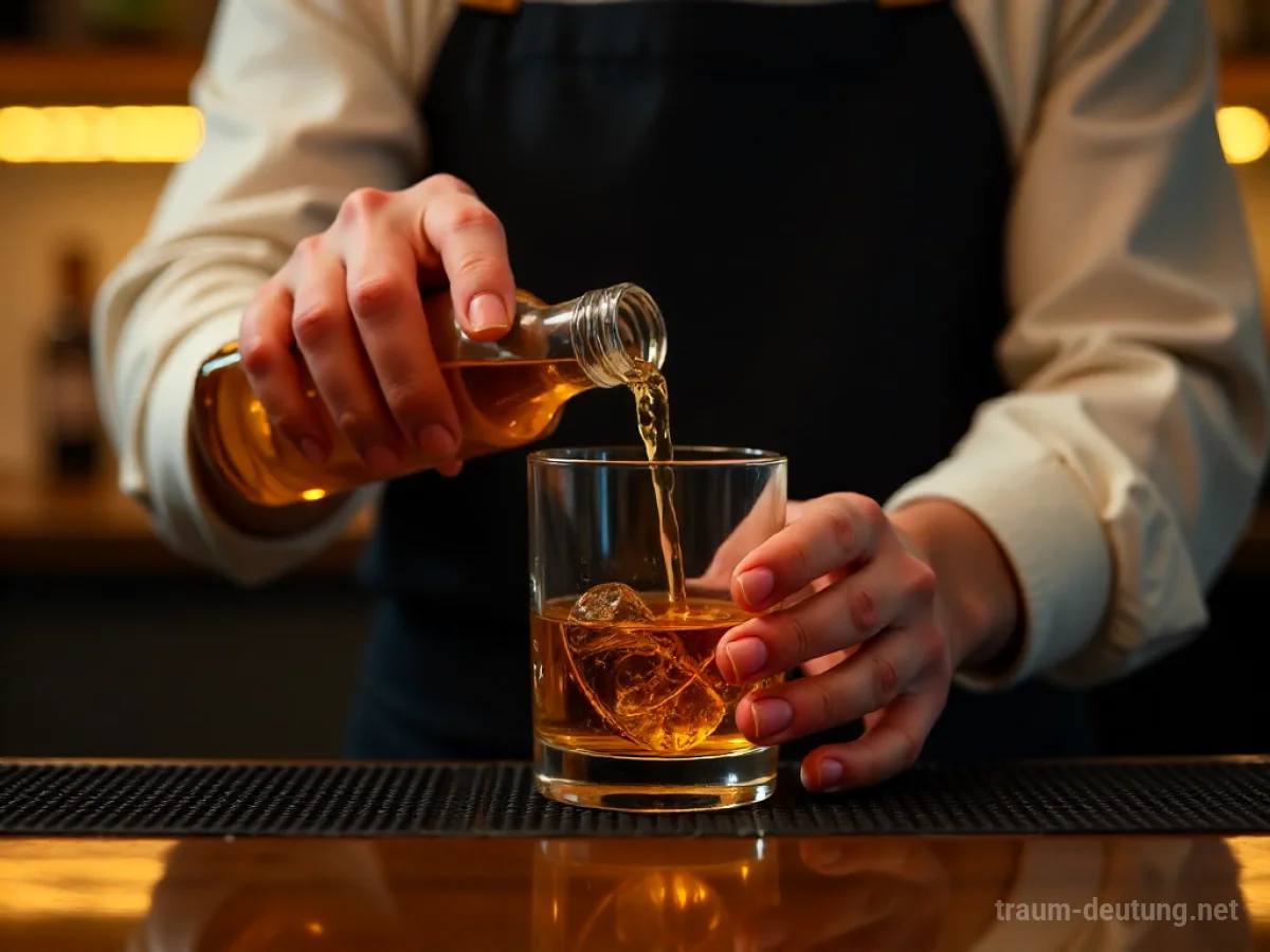 Eine Hand, der von einem Barkeeper ein Getränk eingeschenkt wird.