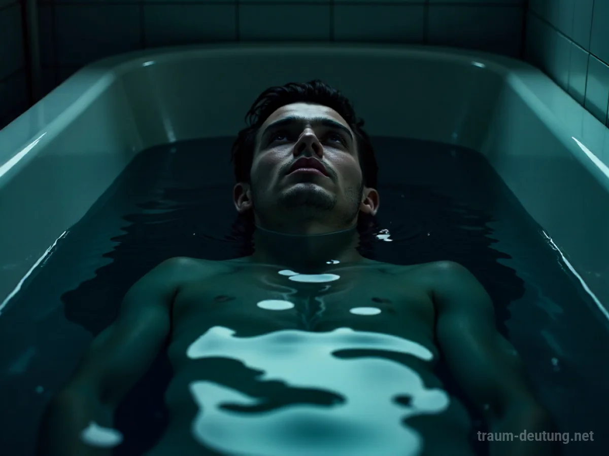 Kopf einer Person taucht unter Wasser im Bad, Wellen bewegen sich