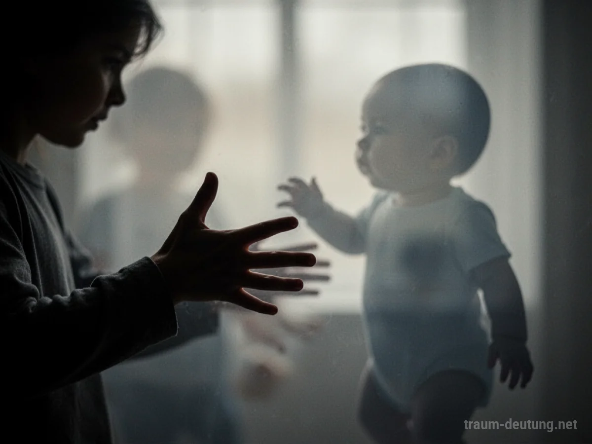 Schattenhafte Hand greift nach einer verblassenden Baby-Silhouette