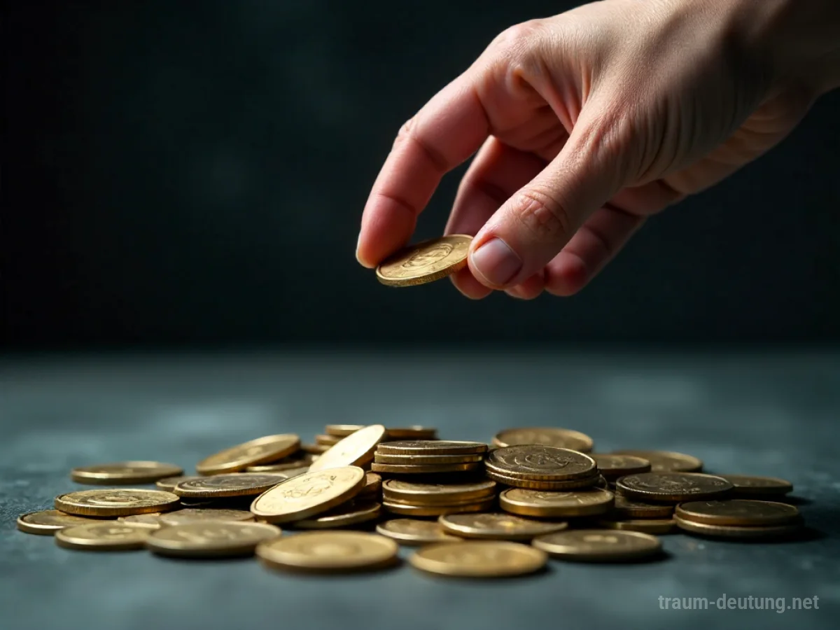 Verlorenes Bargeld fällt aus einer Hand auf den Boden.