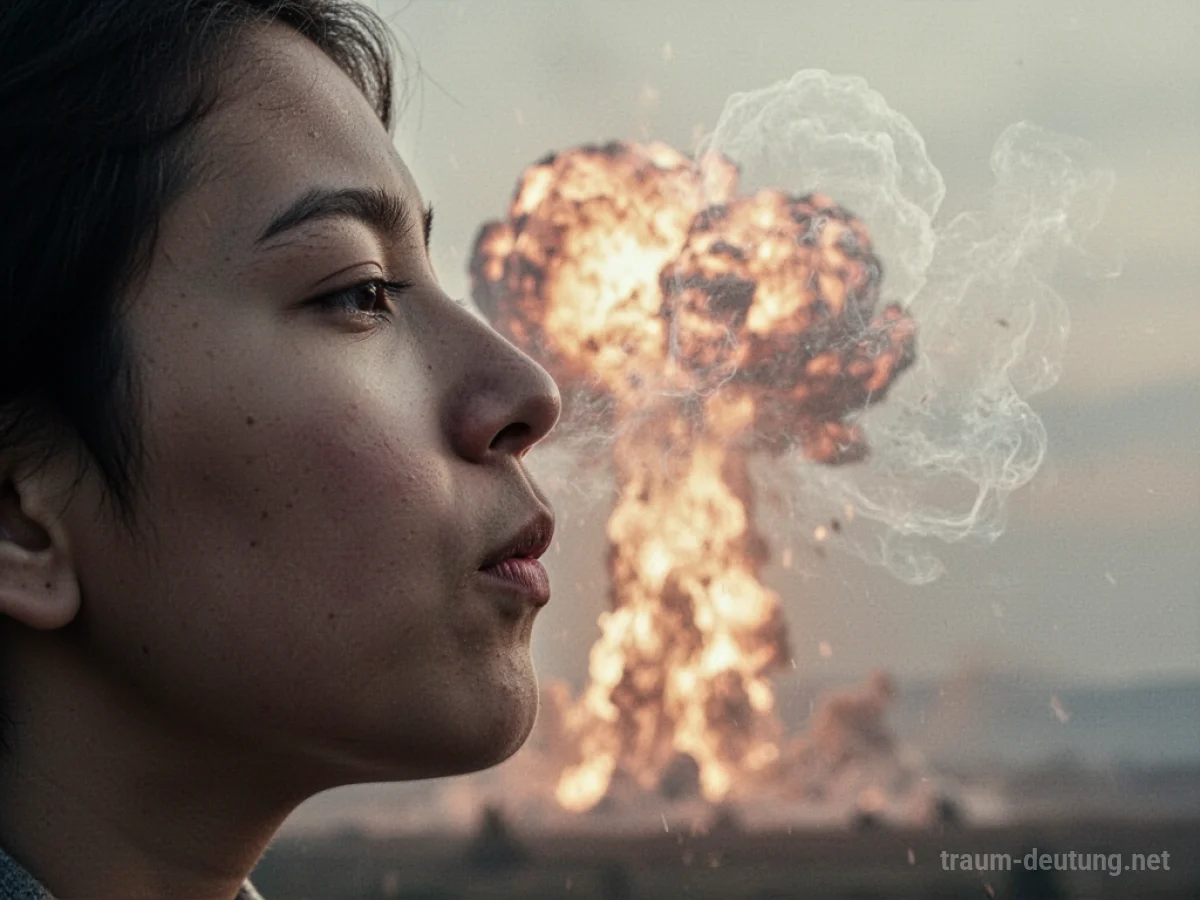 Nase riecht Luft, im Hintergrund eine schemenhafte Explosion