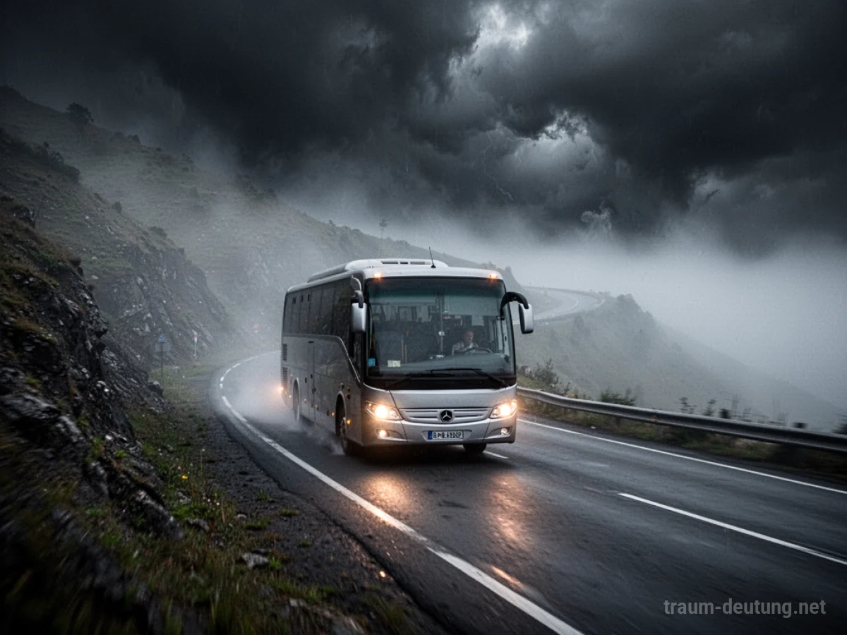 Ein Bus ohne Bremsen rast eine steile Straße hinunter.