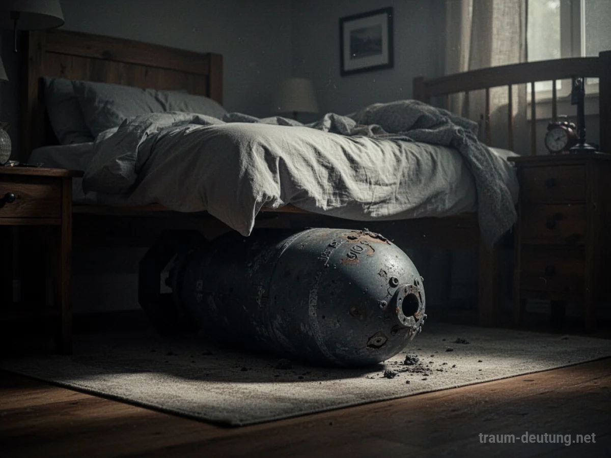 Bombe unter dem Bett in einem dunklen Schlafzimmer