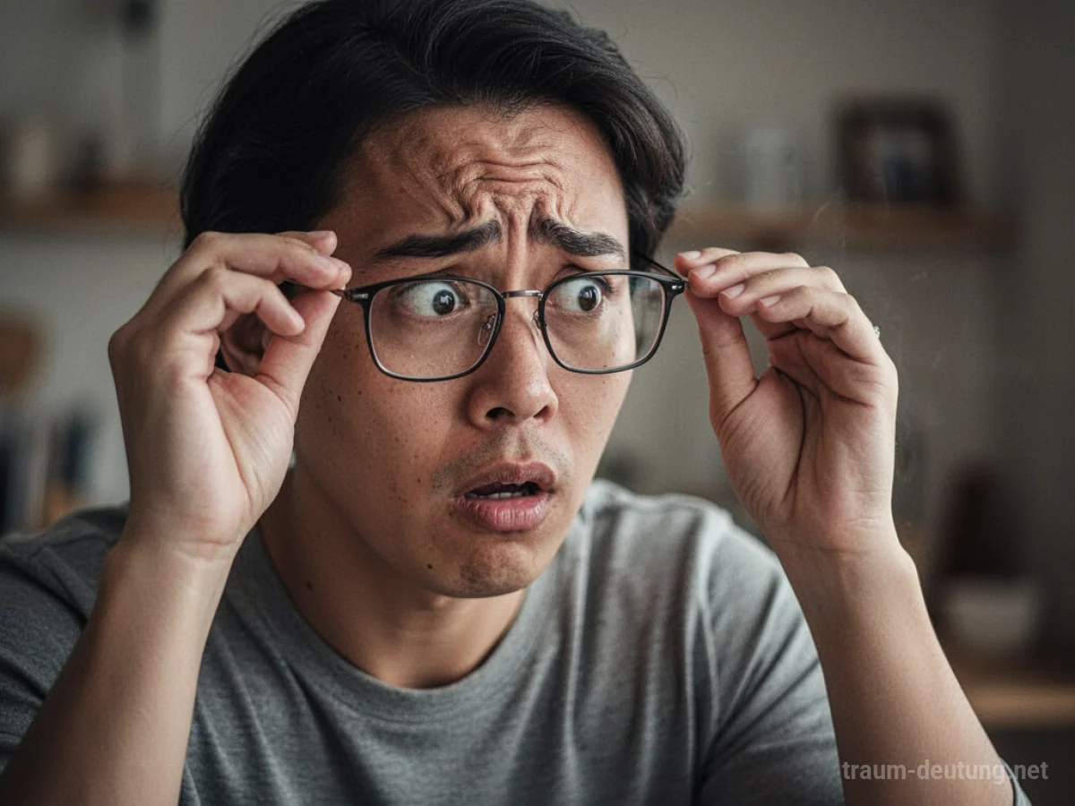 Person sucht nach gestohlener Brille, unscharfer Hintergrund