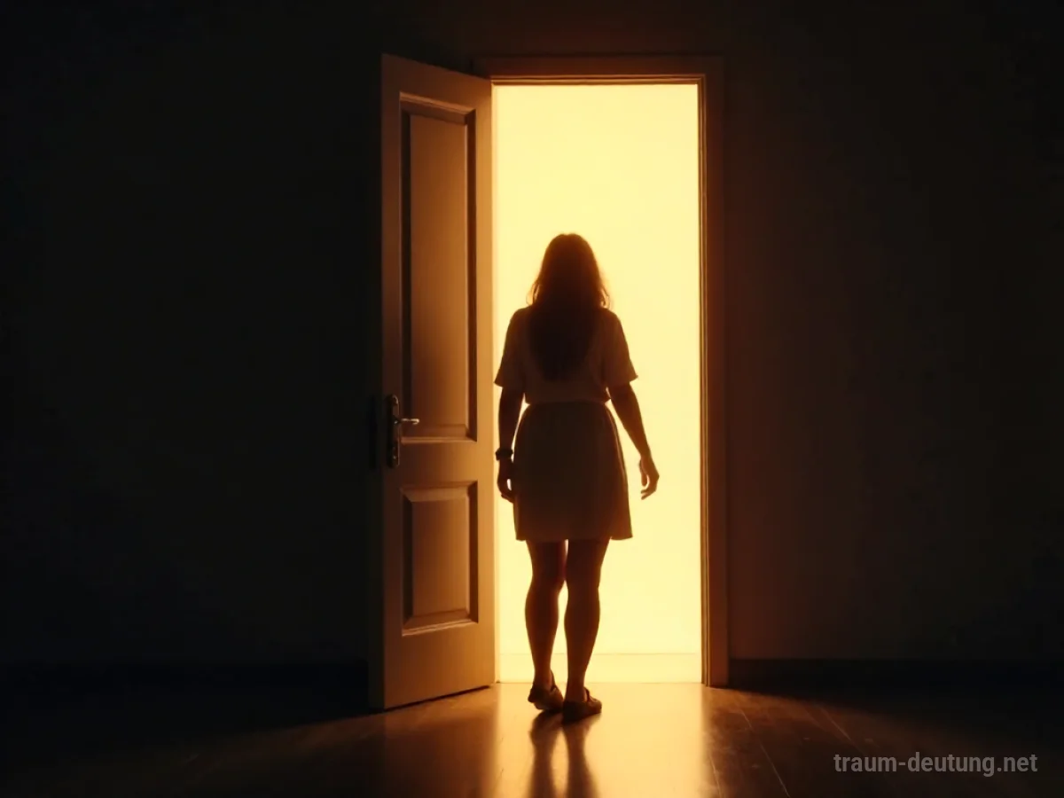 Silhouette einer Person steht in einer offenen Tür