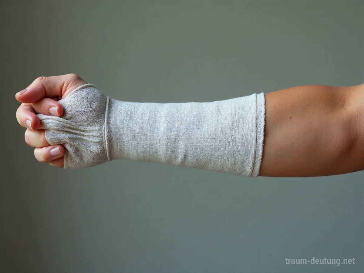Ein zu enger Verband, der sich um einen Arm wickelt und die Haut einschnürt.