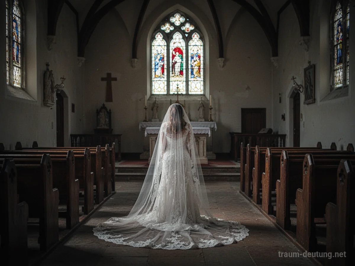Verlassene Braut allein in einer leeren Kapelle