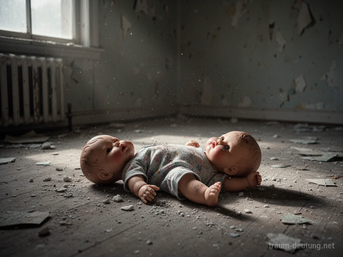 Ein verlassenes Baby liegt allein in einem dunklen Raum.