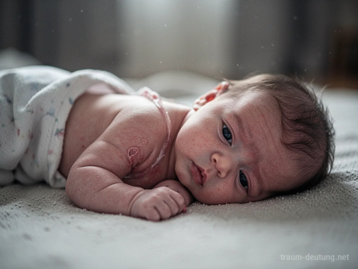 Ein verletztes Baby liegt schutzlos da.