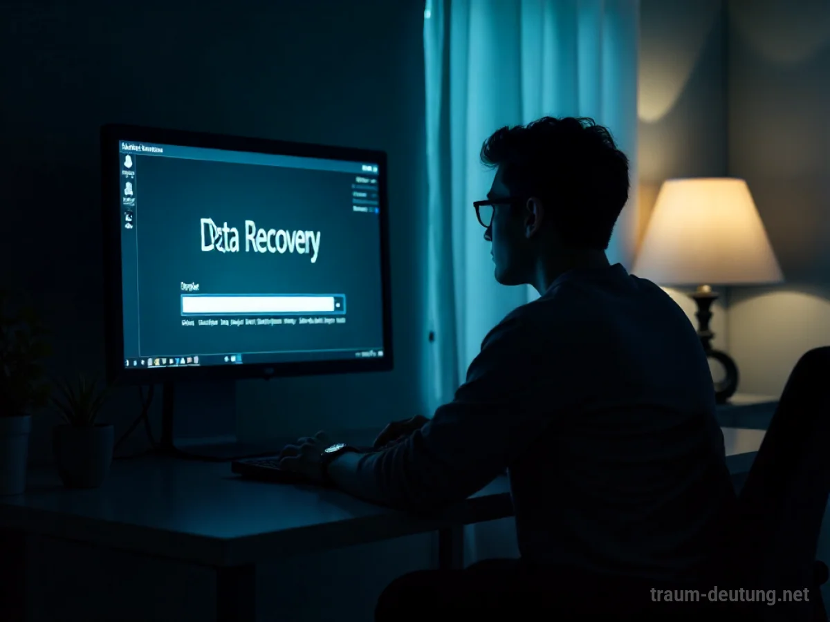 Person am Computer versucht, verlorene Daten wiederherzustellen