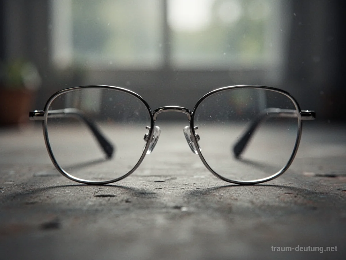 Eine verschwommene Brille auf unscharfem Hintergrund.