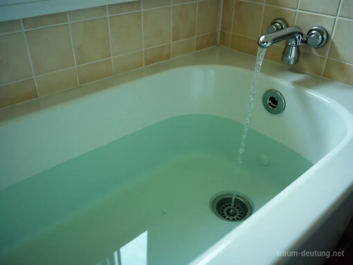 Verstopfte Badewanne mit langsam aufstauendem Wasser im Badezimmer