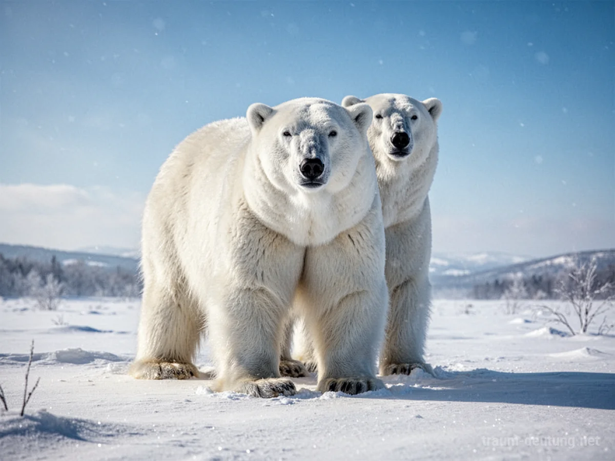Ein majestätischer weißer Bär in einer verschneiten Landschaft.