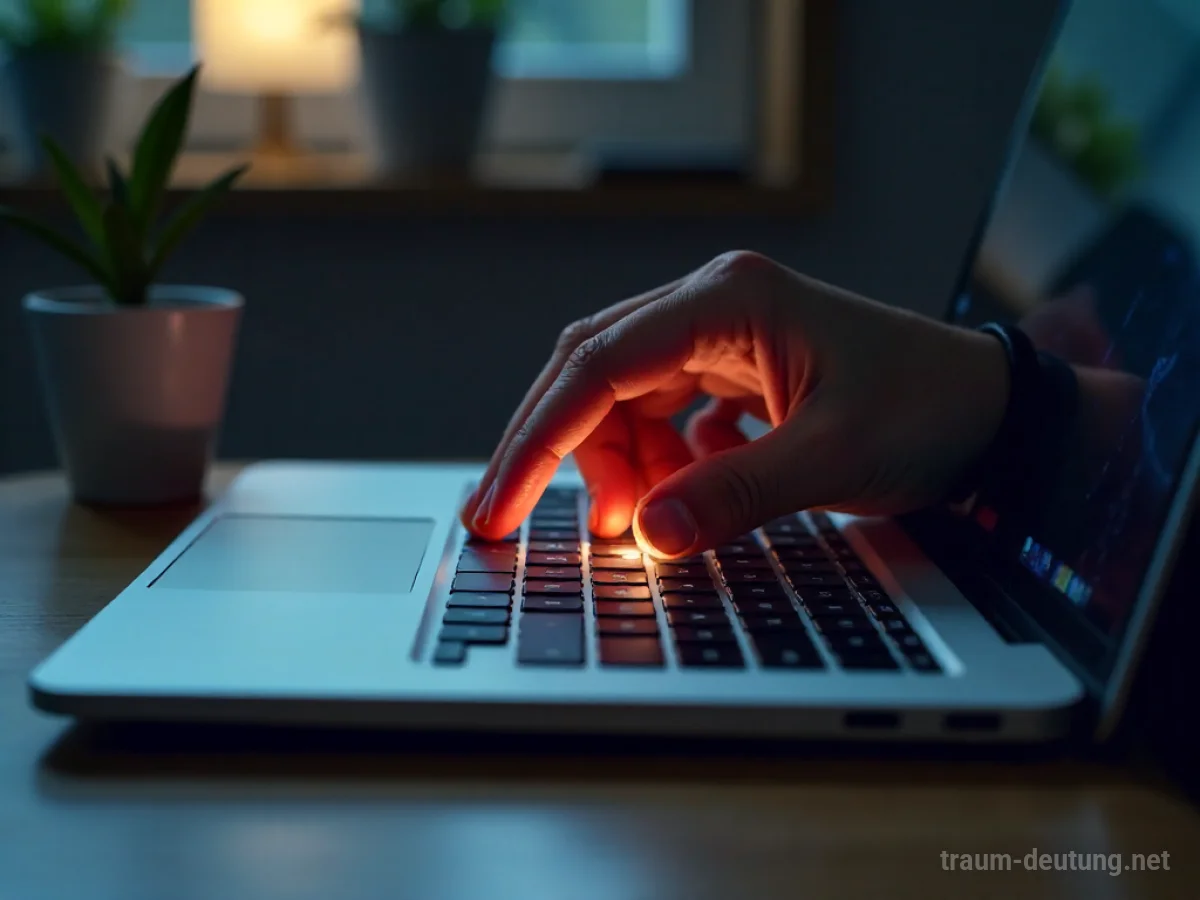 Hand schließt Laptop mit gesicherten Dateien im Traum