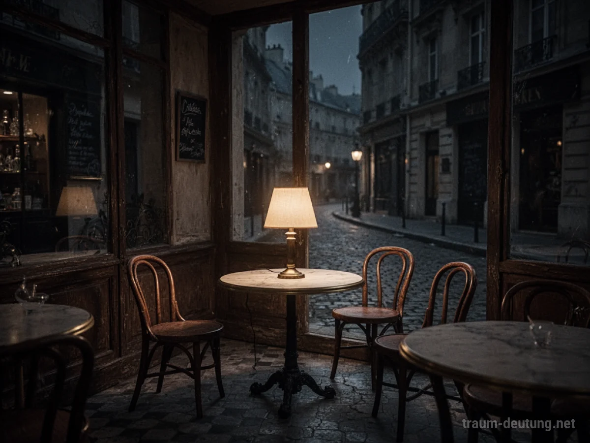 Leeres Café in der Nacht mit gedämpftem Licht
