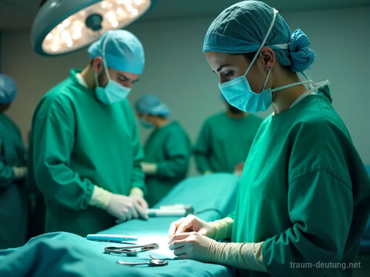 Chirurg am Operationstisch mit Instrumenten