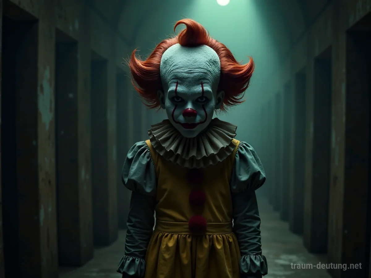 Ein Clown blickt im Traum direkt den Betrachter an