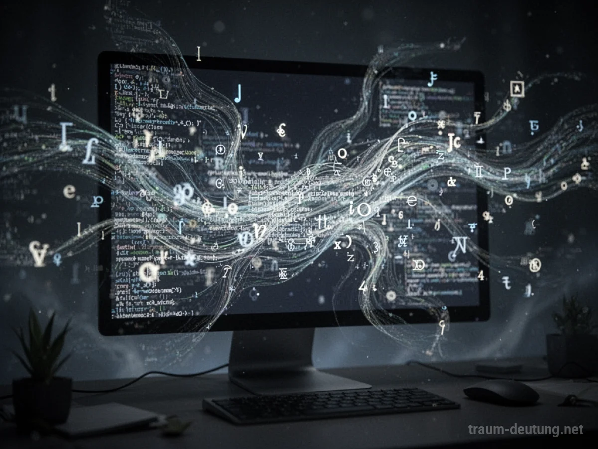 Ein Computerbildschirm mit leuchtenden Symbolen, die sprechen.