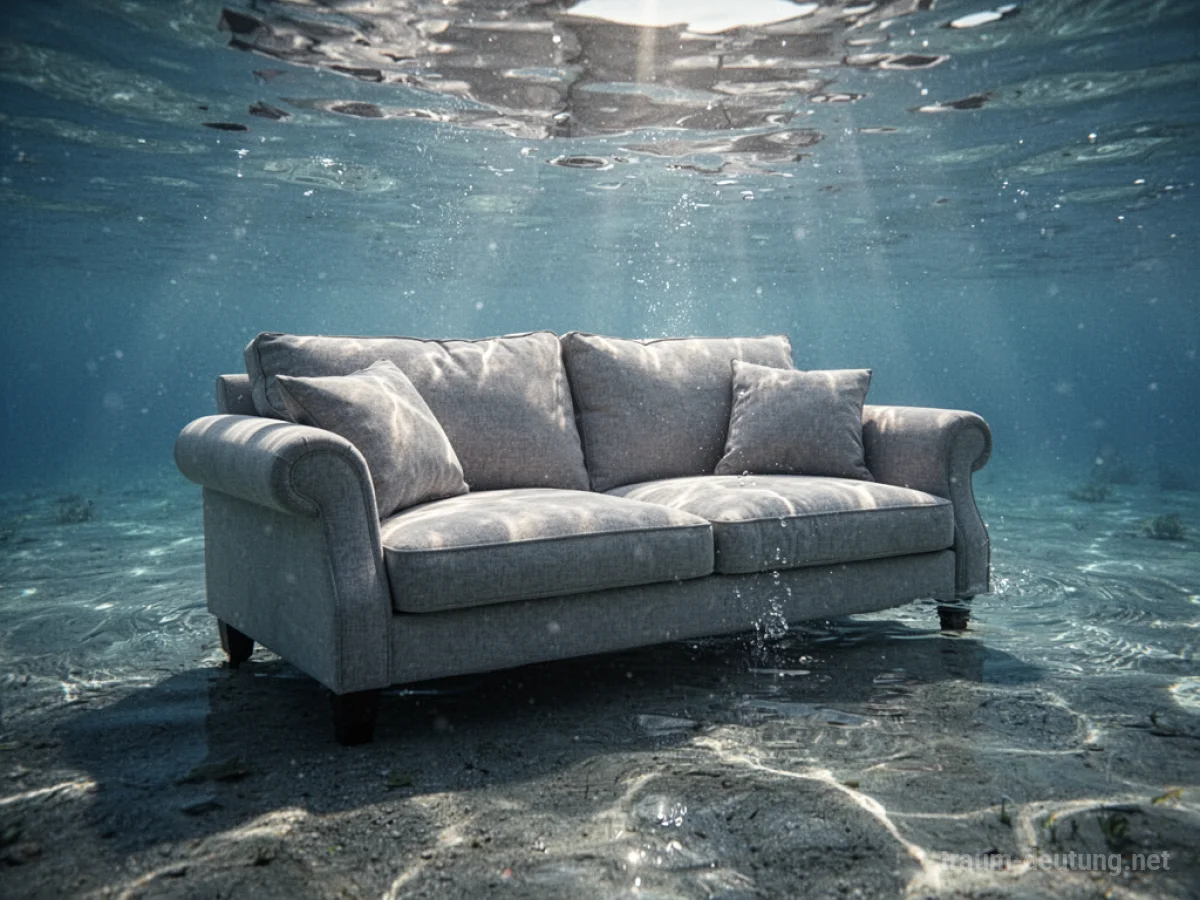 Couch versinkt langsam im klaren Wasser
