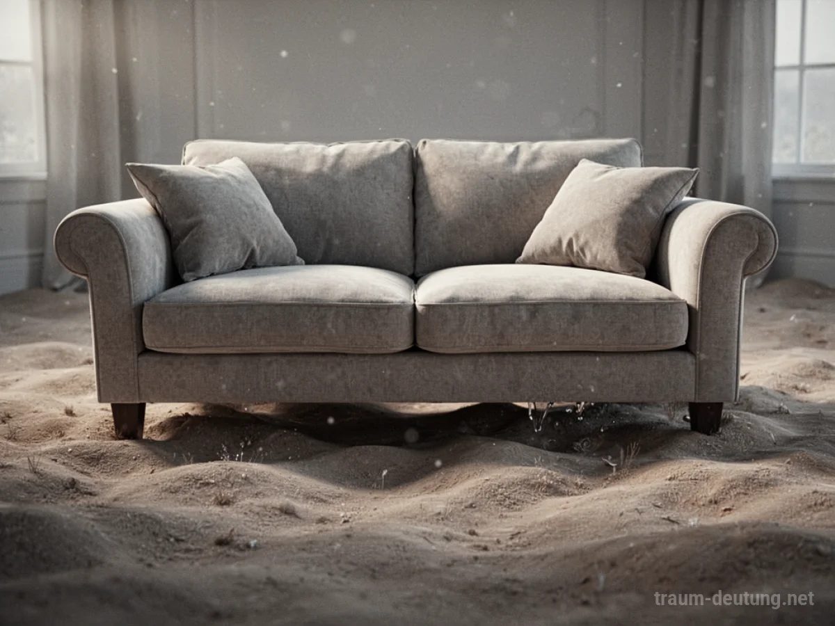 Eine Couch, deren Polster in den Boden einsinken, symbolisiert Unsicherheit.