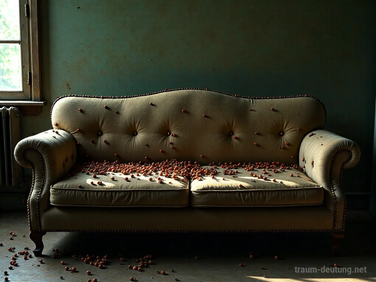 Couch bedeckt mit vielen kleinen Insekten