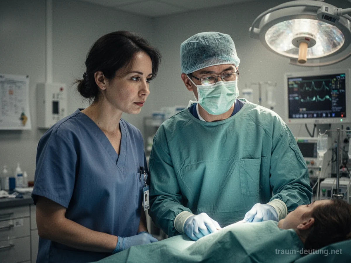 Person assistiert einem Chirurgen bei einer Operation im Traum