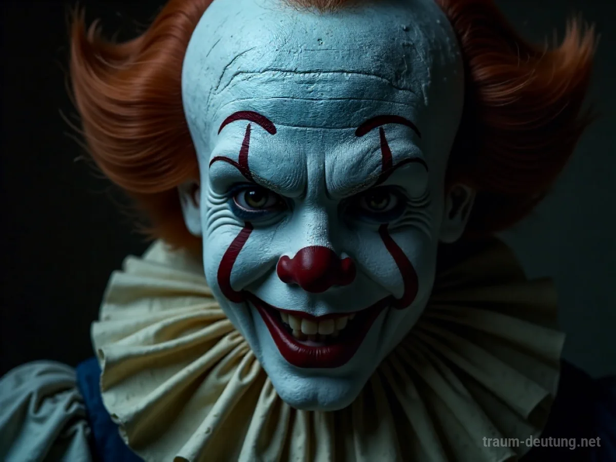 Gesicht eines lachenden Clowns mit übertrieben gemaltem Lächeln