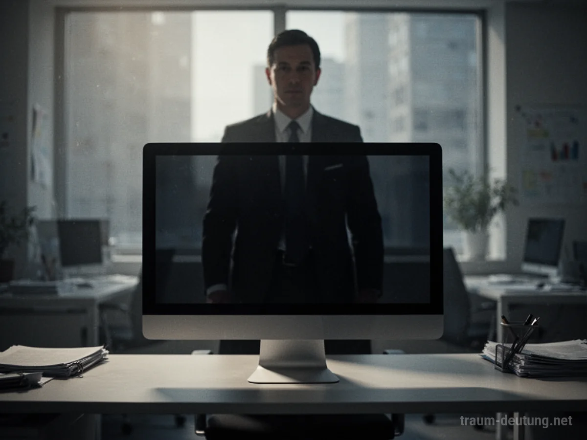 Büro mit Computer und Schatten des Chefs