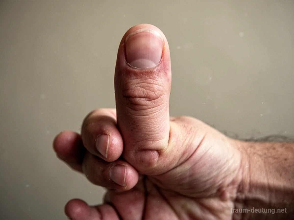 Ein übermäßig großer Daumen wächst unnatürlich aus einer Hand.