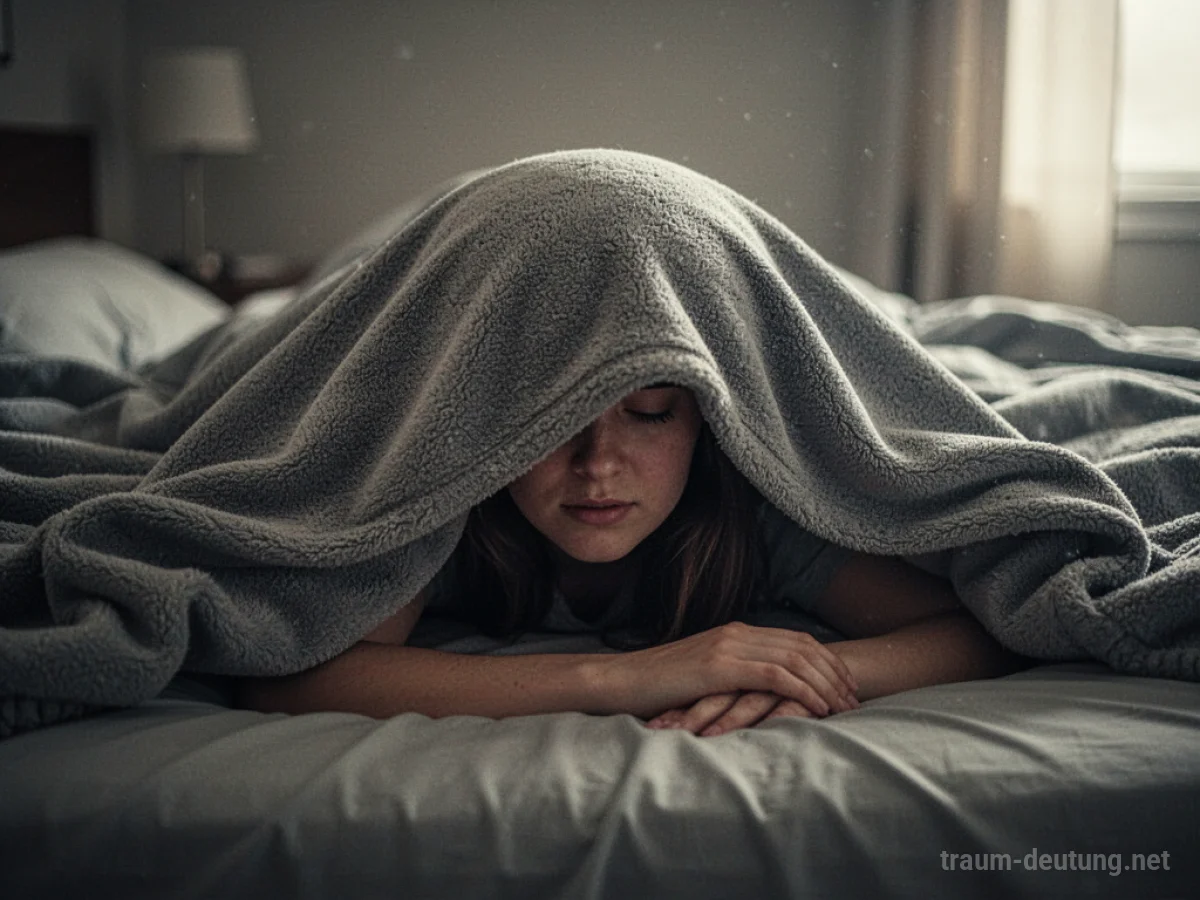 Eine Person liegt unter einer schweren Decke, die sie fast erdrückt.