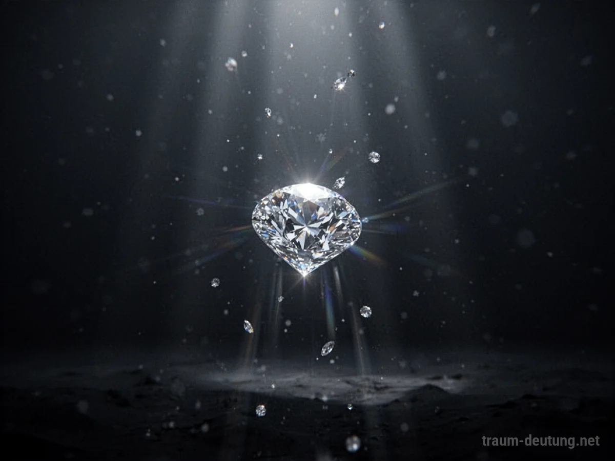 Ein einzelner Diamant fällt aus dem Himmel in die Dunkelheit.
