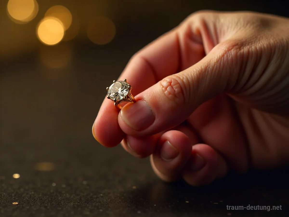 Hand setzt Diamanten in einen Ring ein