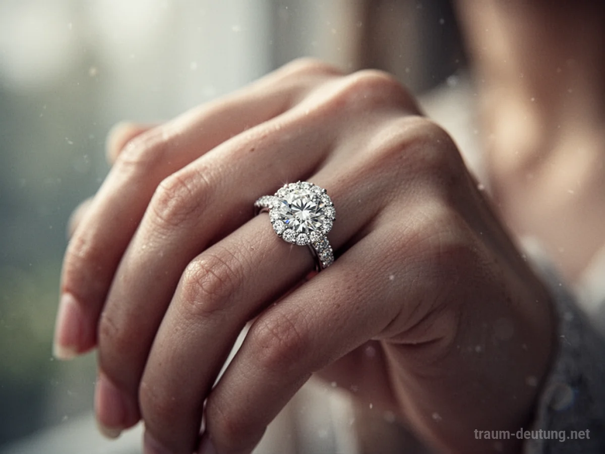 Hand mit einem glitzernden Diamantring