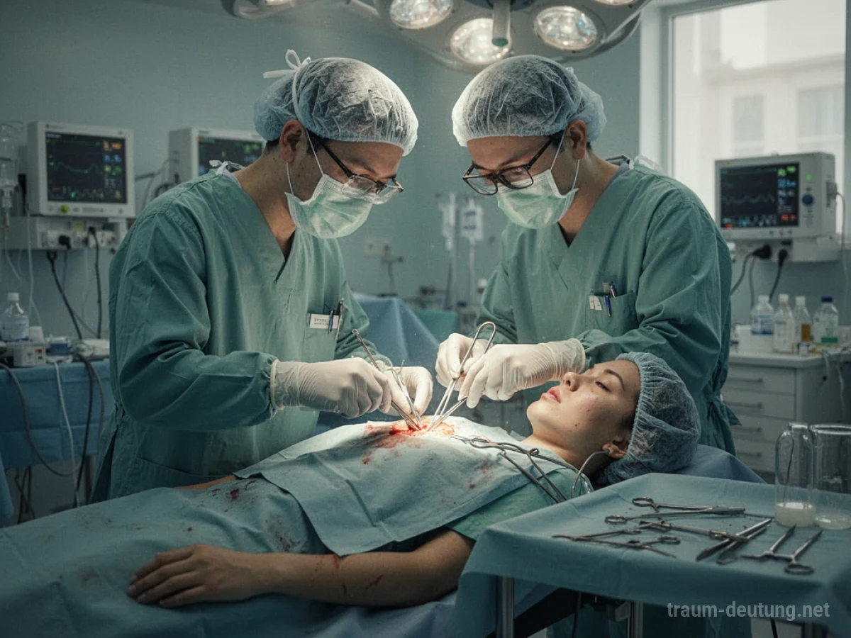 Ein Doktor bei einer Operation im hellen OP-Saal