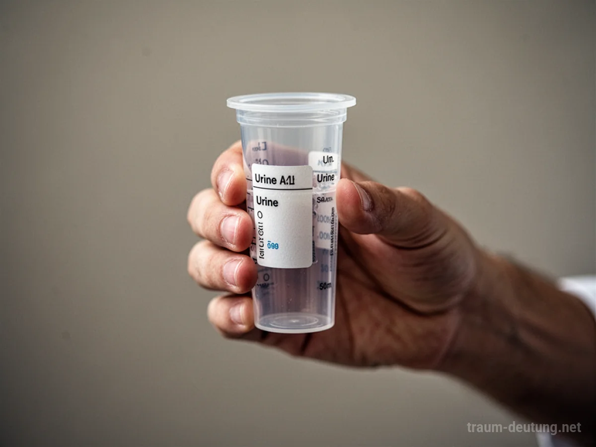 Hand hält Urinprobe für Drogentest im Traum
